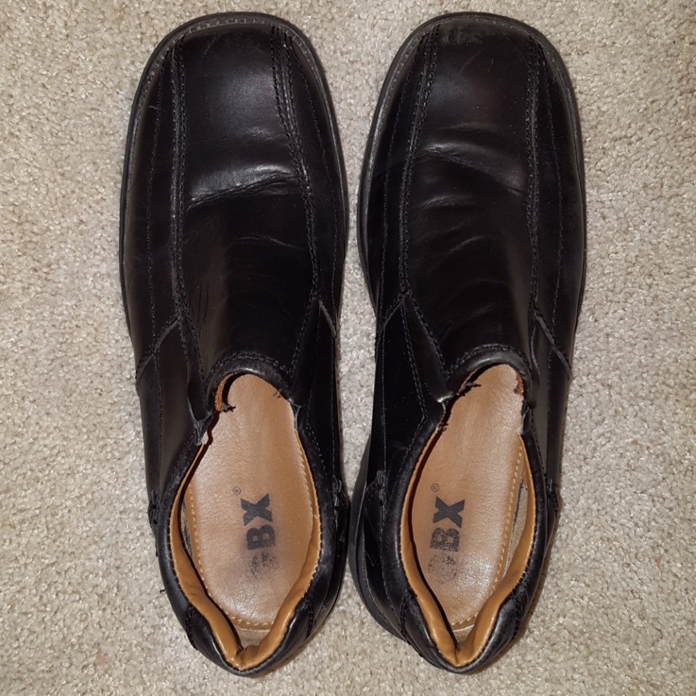 Mens black leather, casual, loafer style shoe